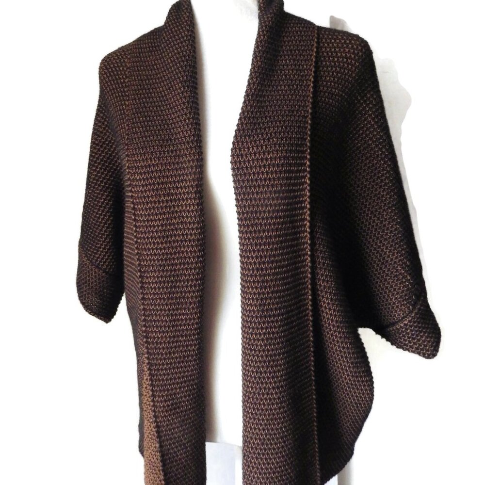 RENUAR Sweater/ Brown Seed Stitch/ Shawl Collar/ M